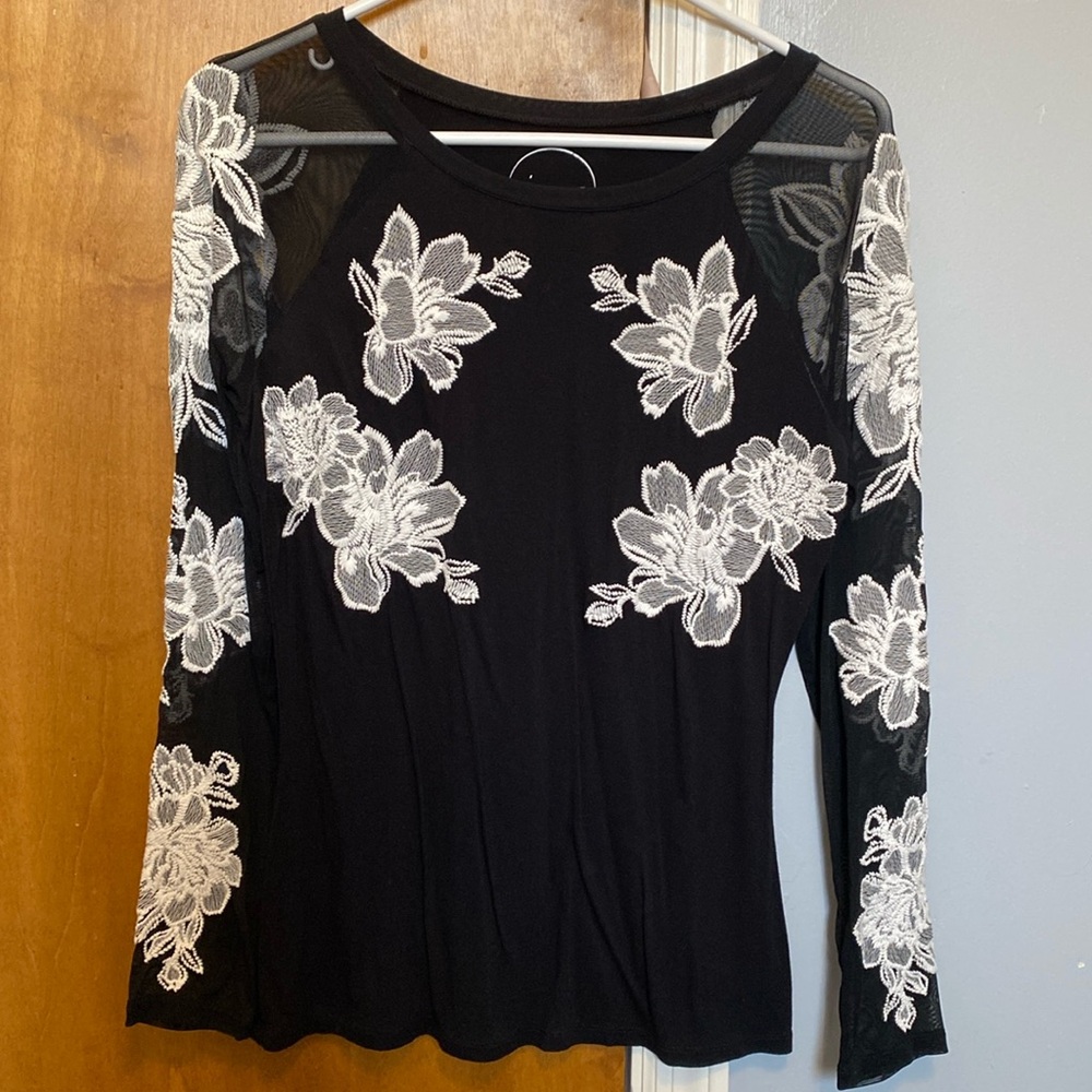 INC Embroidered Illusion Top